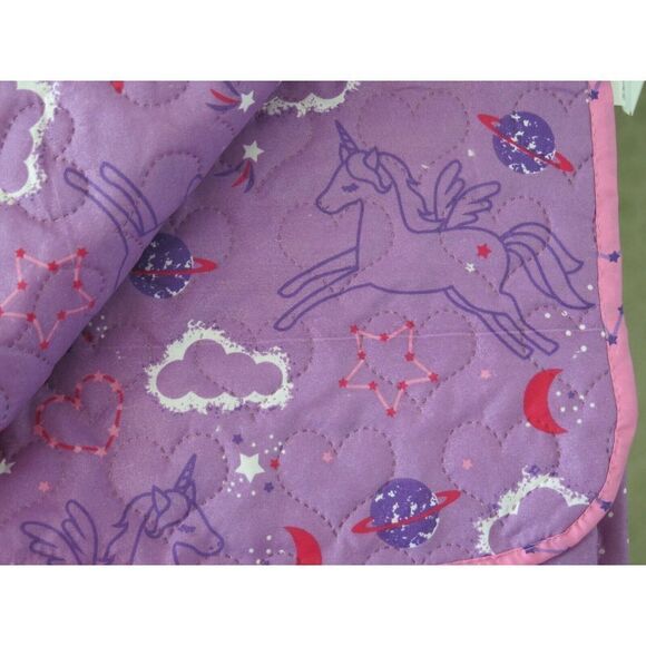 Wonder Studio "Magic Night" Unicorn Purple & Pink 2 pc. Twin Bed Quilt Set $140+ - Picture 6 of 8